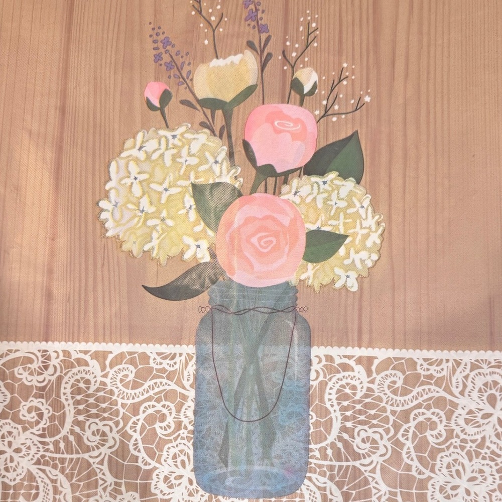 Creative Converting Floral Mason Jar Plastic Table Cover 54x102 inch disposable
